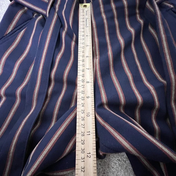 Zara‎ Trafaluc Collection Trousers Striped Blue Paper bag Tie Tapered Leg Size 5 - Picture 7 of 9